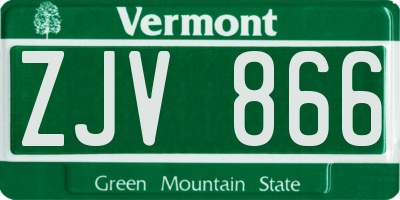 VT license plate ZJV866