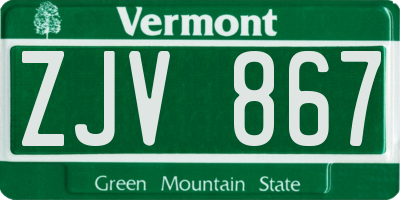 VT license plate ZJV867