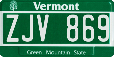VT license plate ZJV869