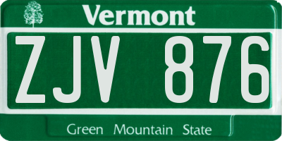 VT license plate ZJV876