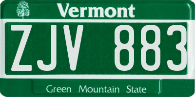 VT license plate ZJV883