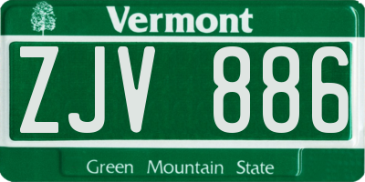 VT license plate ZJV886
