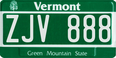 VT license plate ZJV888