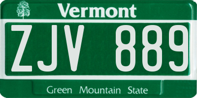 VT license plate ZJV889