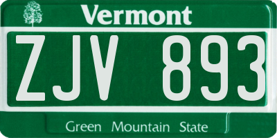 VT license plate ZJV893