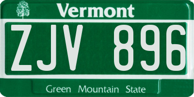 VT license plate ZJV896
