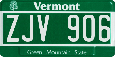 VT license plate ZJV906