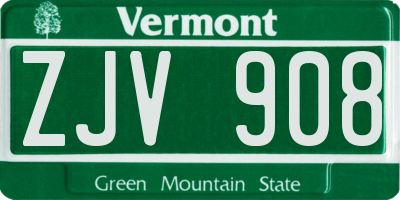 VT license plate ZJV908