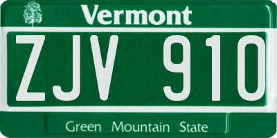 VT license plate ZJV910
