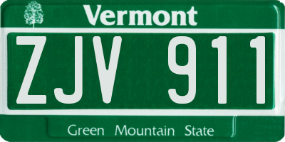 VT license plate ZJV911