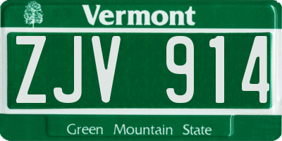 VT license plate ZJV914