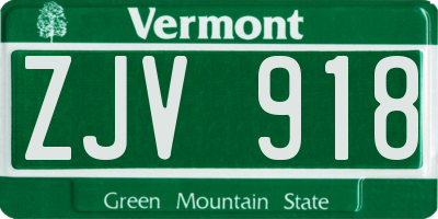 VT license plate ZJV918