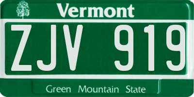 VT license plate ZJV919