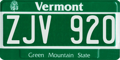 VT license plate ZJV920