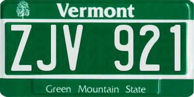 VT license plate ZJV921