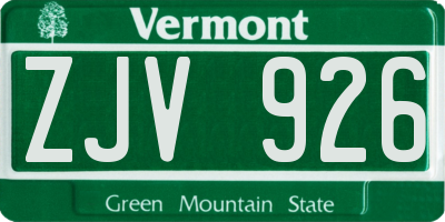 VT license plate ZJV926