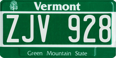 VT license plate ZJV928