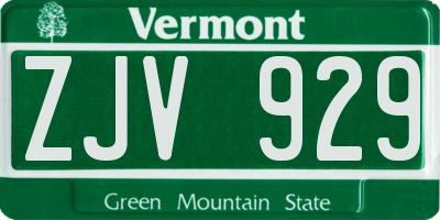 VT license plate ZJV929