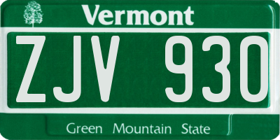VT license plate ZJV930