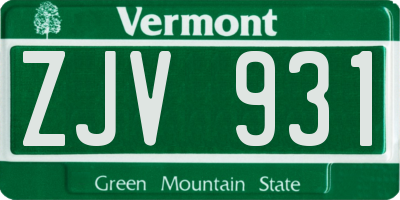 VT license plate ZJV931