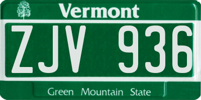 VT license plate ZJV936
