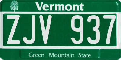 VT license plate ZJV937