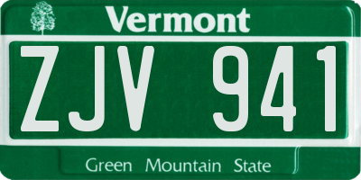 VT license plate ZJV941