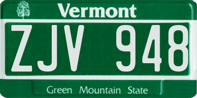 VT license plate ZJV948