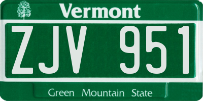 VT license plate ZJV951