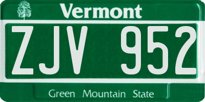 VT license plate ZJV952