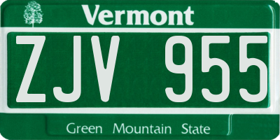 VT license plate ZJV955