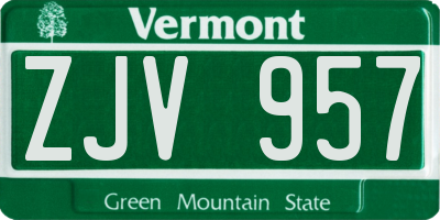 VT license plate ZJV957