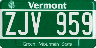 VT license plate ZJV959