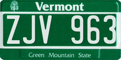VT license plate ZJV963