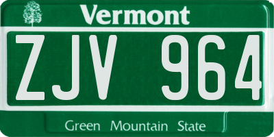 VT license plate ZJV964