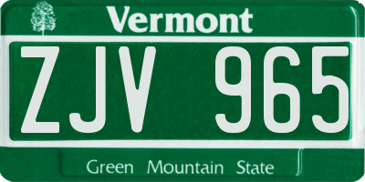 VT license plate ZJV965