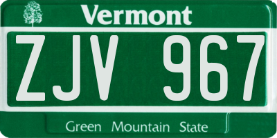 VT license plate ZJV967