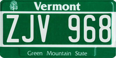 VT license plate ZJV968