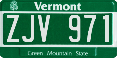 VT license plate ZJV971