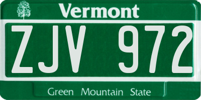 VT license plate ZJV972