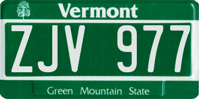 VT license plate ZJV977