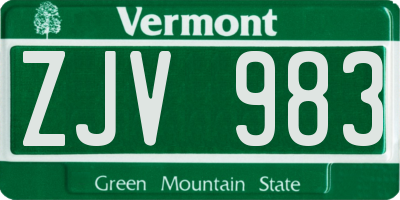 VT license plate ZJV983