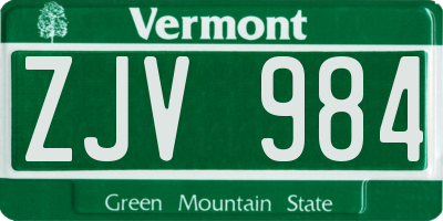 VT license plate ZJV984