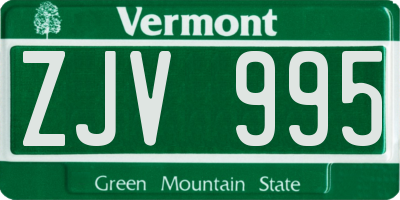 VT license plate ZJV995