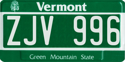 VT license plate ZJV996