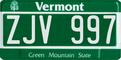VT license plate ZJV997