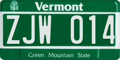 VT license plate ZJW014