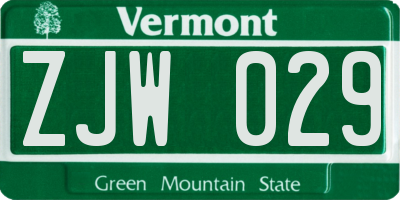 VT license plate ZJW029