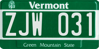 VT license plate ZJW031