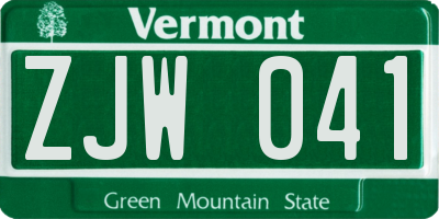 VT license plate ZJW041